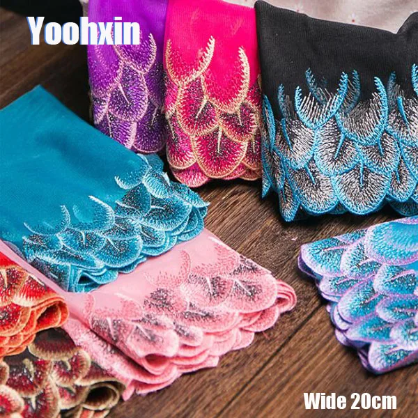 20 см шириной новинка цветная вышивка цветок кружевной воротник тканевый швейная