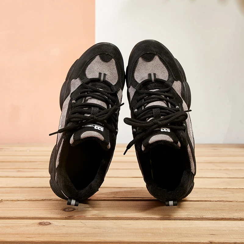 Fujin/зимние женские кроссовки на толстой подошве с перекрестной шнуровкой