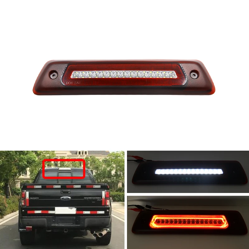 

1x светодиодный светильник с высоким креплением, яркий красный третий стоп-сигнал, белый светильник для грузового автомобиля Ford F-150 F150 2009 2010 ...