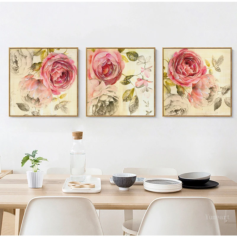 Романтические розовые пионы цветы холст Картины галерея Плакаты принты