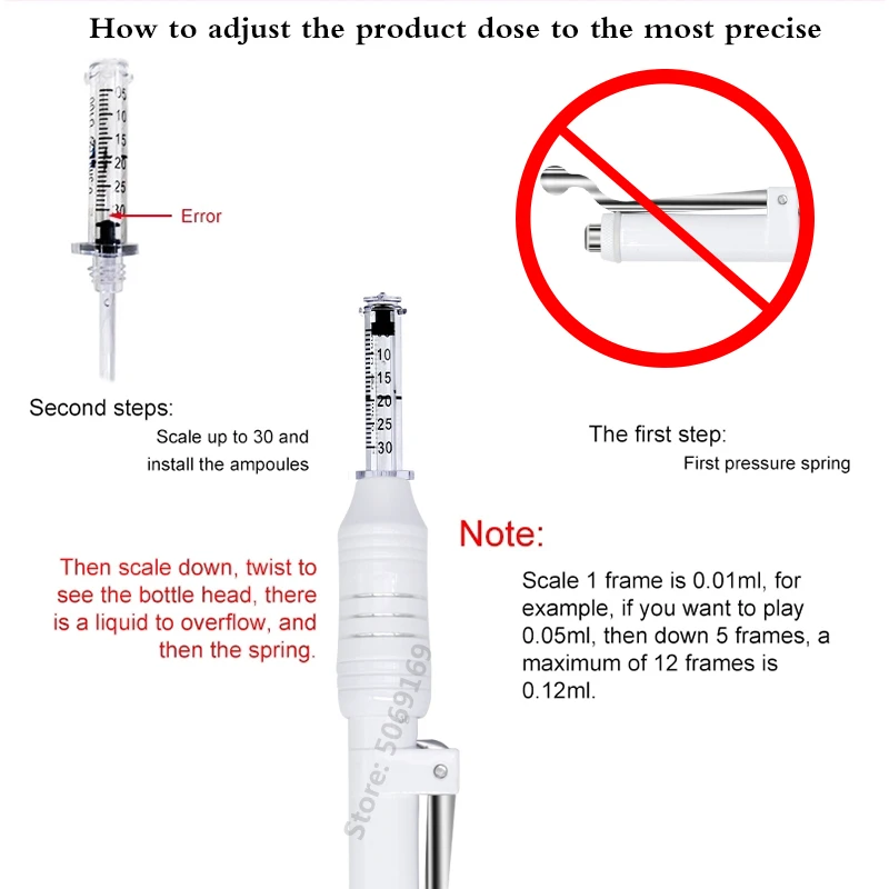Неинвазивный ингалятор Гиалуроновая кислота Ручка Комплект инжектор пистолет