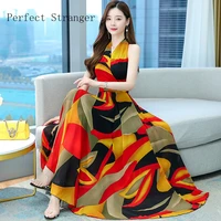 women chiffon 2022 summer dress vestido floral maxi boho red short sleeve casual robe femme chic size s 3xl dresses for party