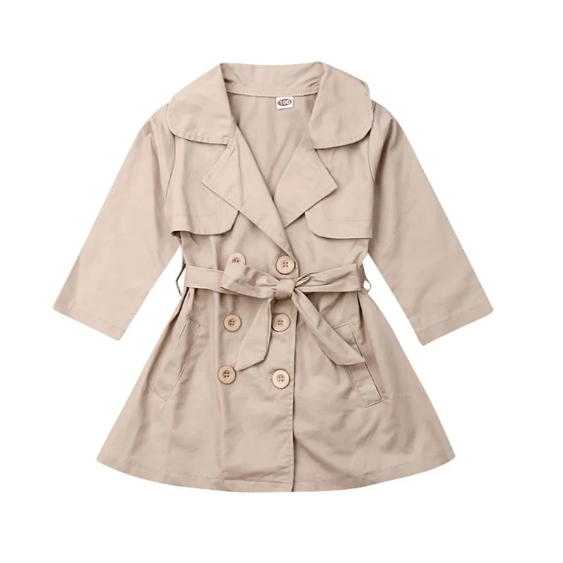 Детский длинный плащ на пуговицах модный двубортный стеганый жакет с поясом для