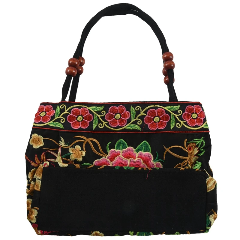 2pcs Chinese Style Women Handbag Embroidery Ethnic Summer Fashion Handmade Flowers Ladies Tote Shoulder Bags Cross Body Red-Dou |