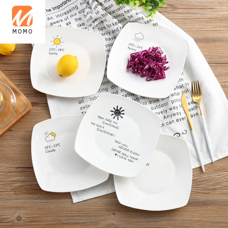 

Creative Ceramic Meal Tray Cartoon Plate Square Plate Western Plate Weather Plate Deep Plates Flat Plate Shallow Plate Dishware