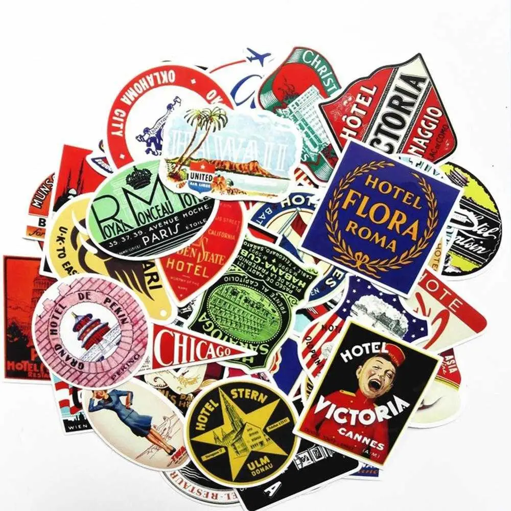 Набор из 55 европейских и американских ретро плакатов чехол для чемодана на