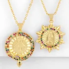 CZ Золотая Дева Мария подвески для женщин Разноцветные католические Подвески Ожерелья христианские украшения кольганте Дева nkeq52