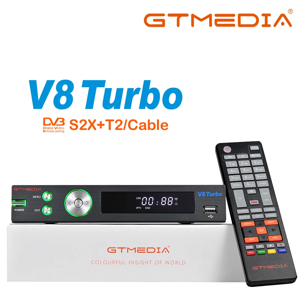 

GTmedia V8 Turbo New Satellite Receiver TV BOX Decoder HD DVB S2X T2 Cable 1080P M3U Europe Spain Italy Portugal TV set-top box