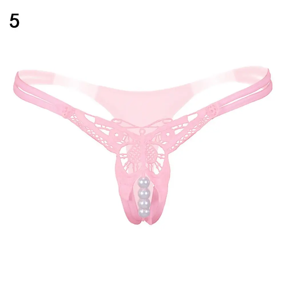 

Hot Sexy Faux Pearl String Massage Open Crotch Underwear Briefs Lady G-String