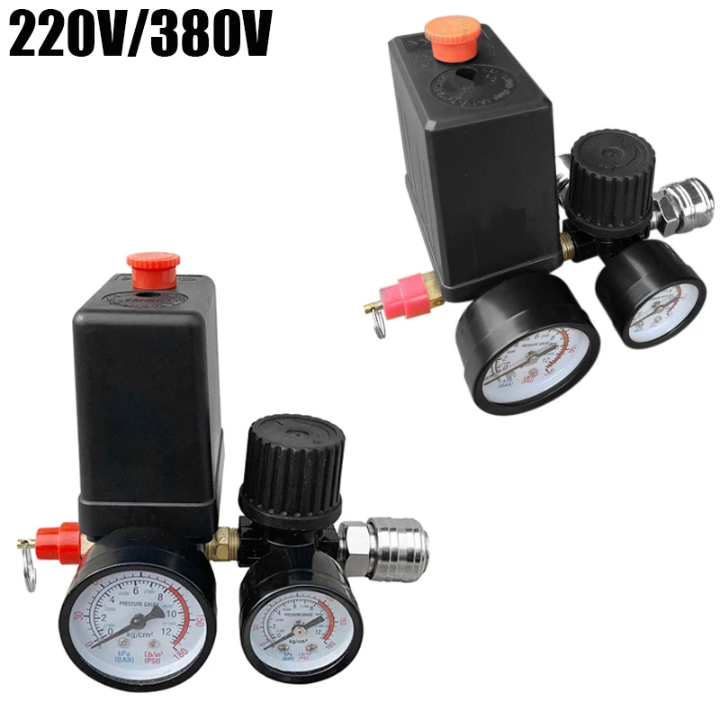 

220V/380V Regulator Duty Air Compressor Pump Pressure Control Switch 3000L/min Air Pump Control Valve 0-180 PSI With Gauge