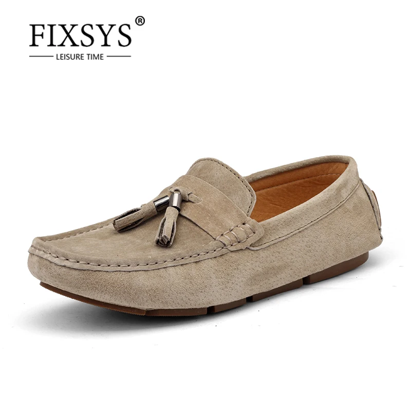 

FIXSYS Suede Man Casual Shoes Handmade Tassel Loafers Lightweight Flat Moccasins Breathable Slip-on Boat Shoes Mens Driving Shoe