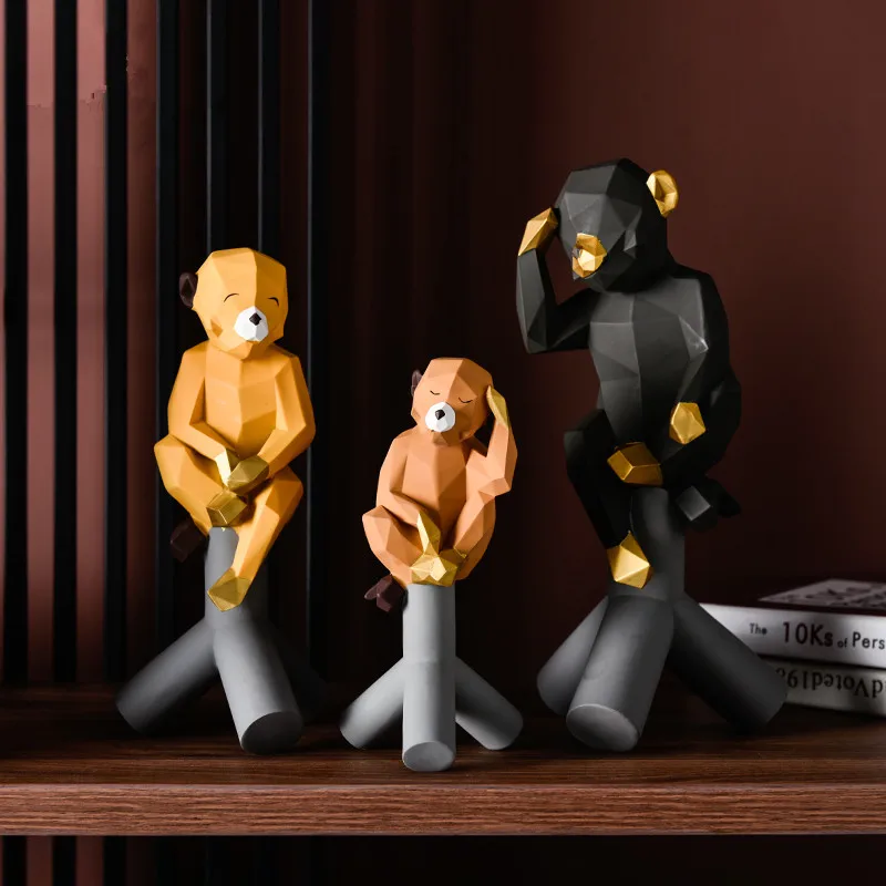 

Nordic Simulation Animal Geometry Monkey Resin Craftwork Decoration Creative Living Room TV Cabinet Ornaments X3105