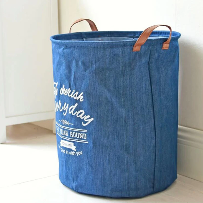 Новая синяя джинсовая корзина для белья пикника хранения с буквенным принтом