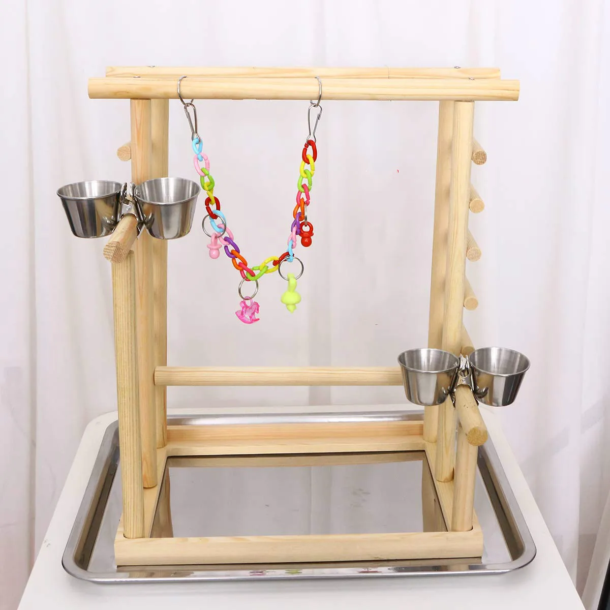 Манеж для попугаев Balacoo деревянный окуляр тренажерного зала с чашками кормушкой