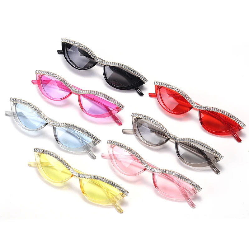 Солнцезащитные очки для мужчин и женщин кошачий глаз стразы с бриллиантами из