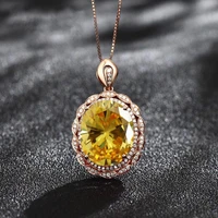hoyon new inlaid egg shaped yellow diamond style inlaid zircon pendant necklace luxury banquet engagement necklace jewelry
