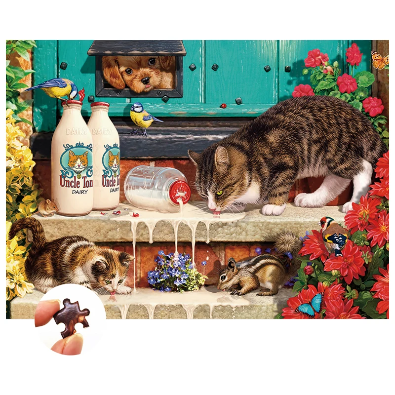 

Houten Puzzel 1000 Stukken Assembleren Foto Games Educatief Speelgoed Voor Volwassenen Childrens Kids Katten Drinken Melk
