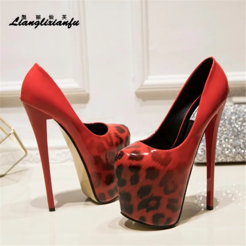 Женские туфли лодочки LLXF с круглым носком Фетиш SM ультратонкий каблук 20 см