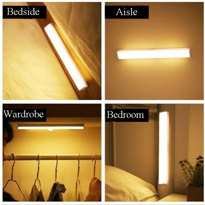 recharge motion sensor night lights with switch 2pcs magnet auto night lamp led under cabinet kitchen light for wardrobe closet free global shipping