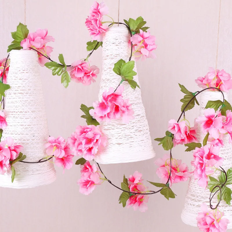 Искусственная шелковая гирлянда искусственные цветущие вишни лоза цветы сакуры