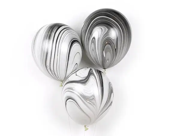 Шары воздушные латексные черно белые под мрамор 50 шт.|latex balloons|marble balloonfavors shower |