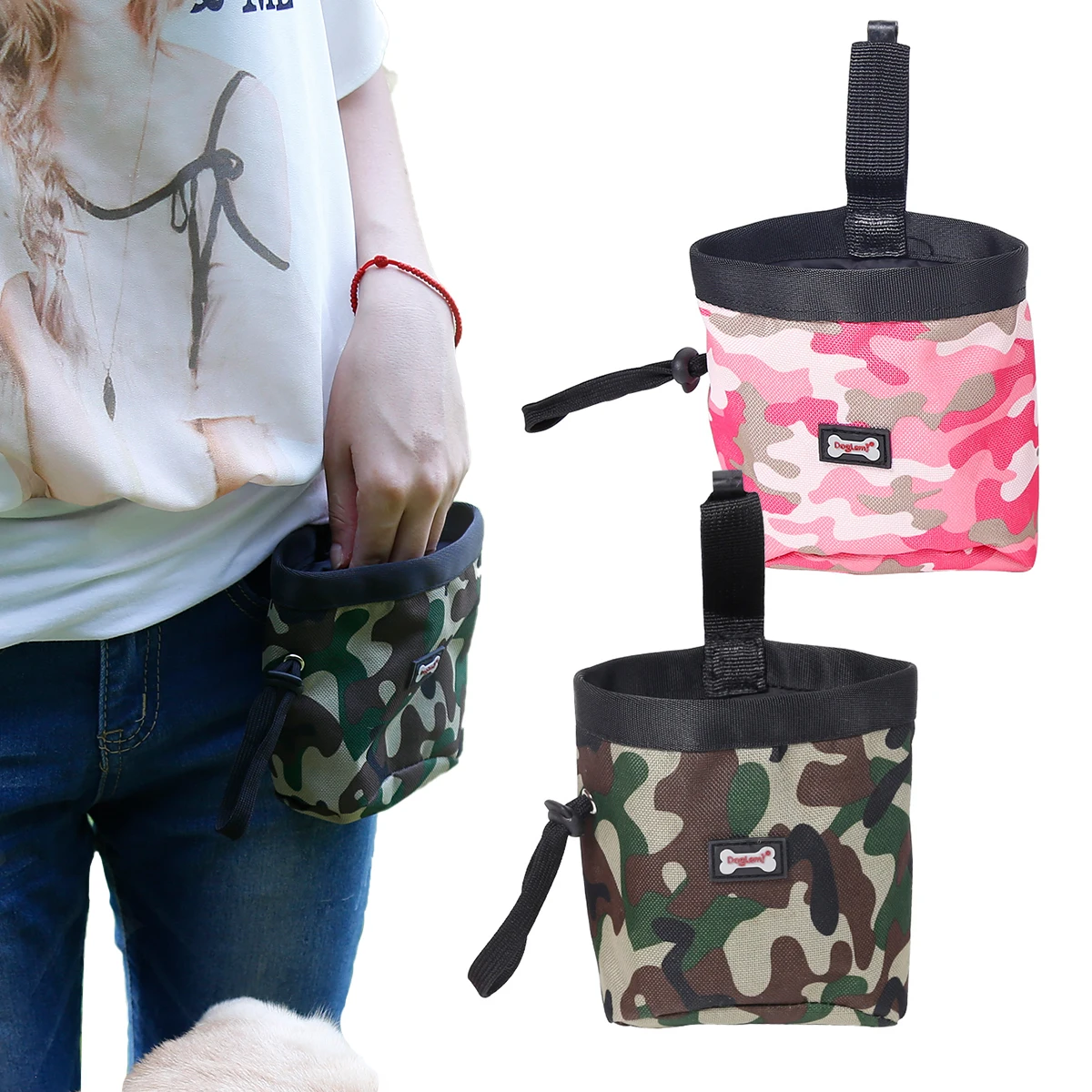 

Doglemi Camouflage Pet Training Bag Outdoor Dog Snack Garbage Bag Multifunctional Dog Walking Waist Pocket Pet Accessories