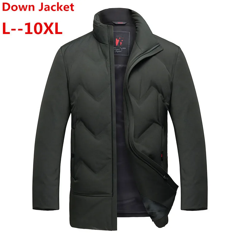 Большие размеры 10XL 8XL 6XL белые длинные куртки на утином пуху мужские зимние парки
