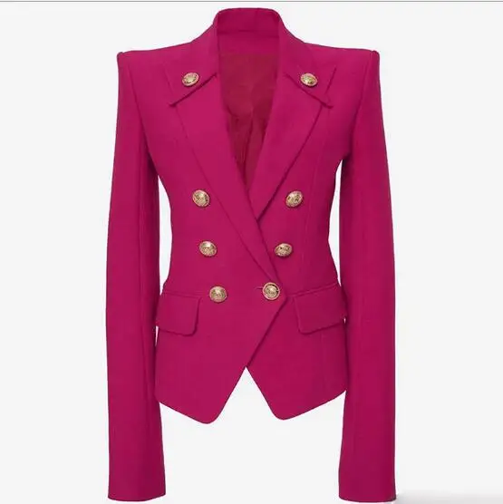 Осенне зимний розовый Блейзер Женский офисный Тонкий деловой пиджак пальто