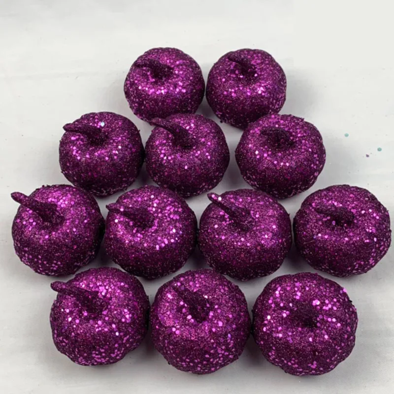 12 шт. блестящая искусственная тыква украшение на Хэллоуин мини-имитация