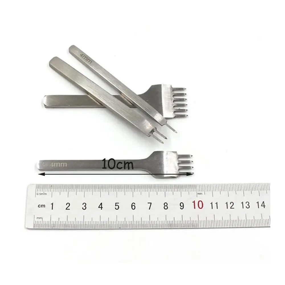 4Pcs 3/4/5/6mm Spacing Punch Tool For Leather Hole Punches Lacing Stitching Sewing DIY Craft Tools 1/2/4/6 Prong | Дом и сад
