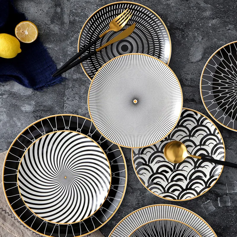 Пномпень Геометрическая посуда керамическая тарелка Тарелка фарфоровая