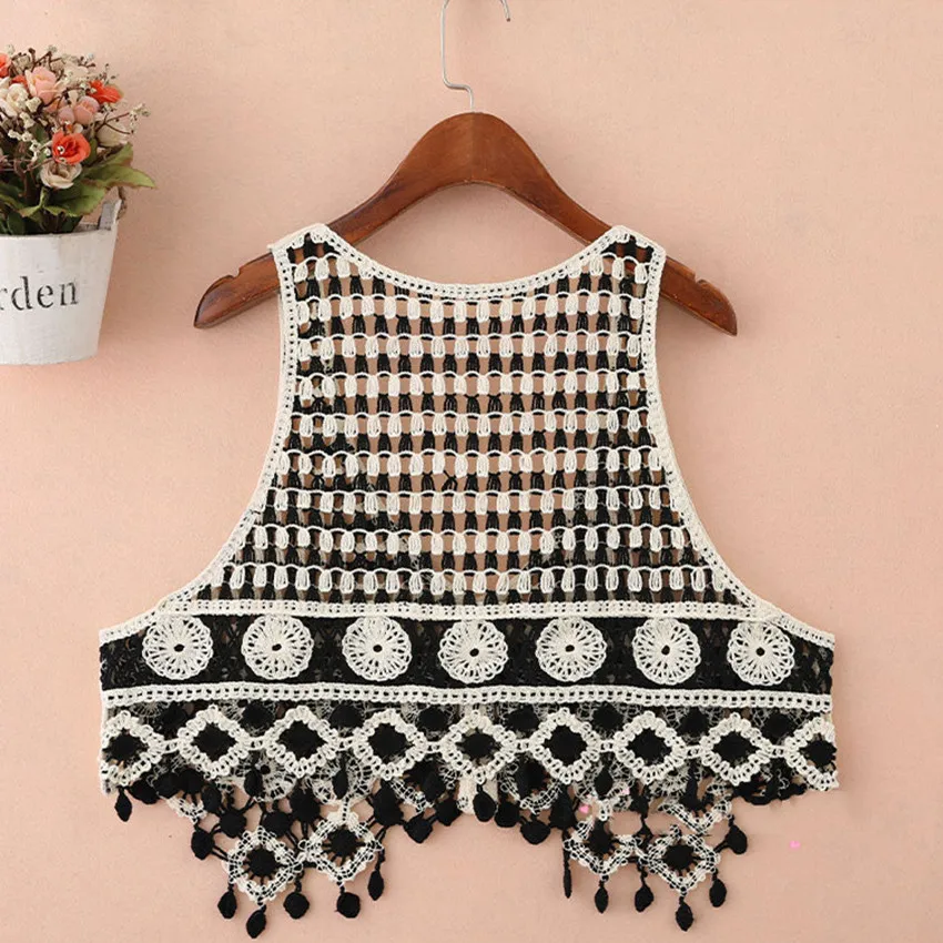 Сексуальный женский жилет в стиле бохо с вырезами Женский Топ без рукавов