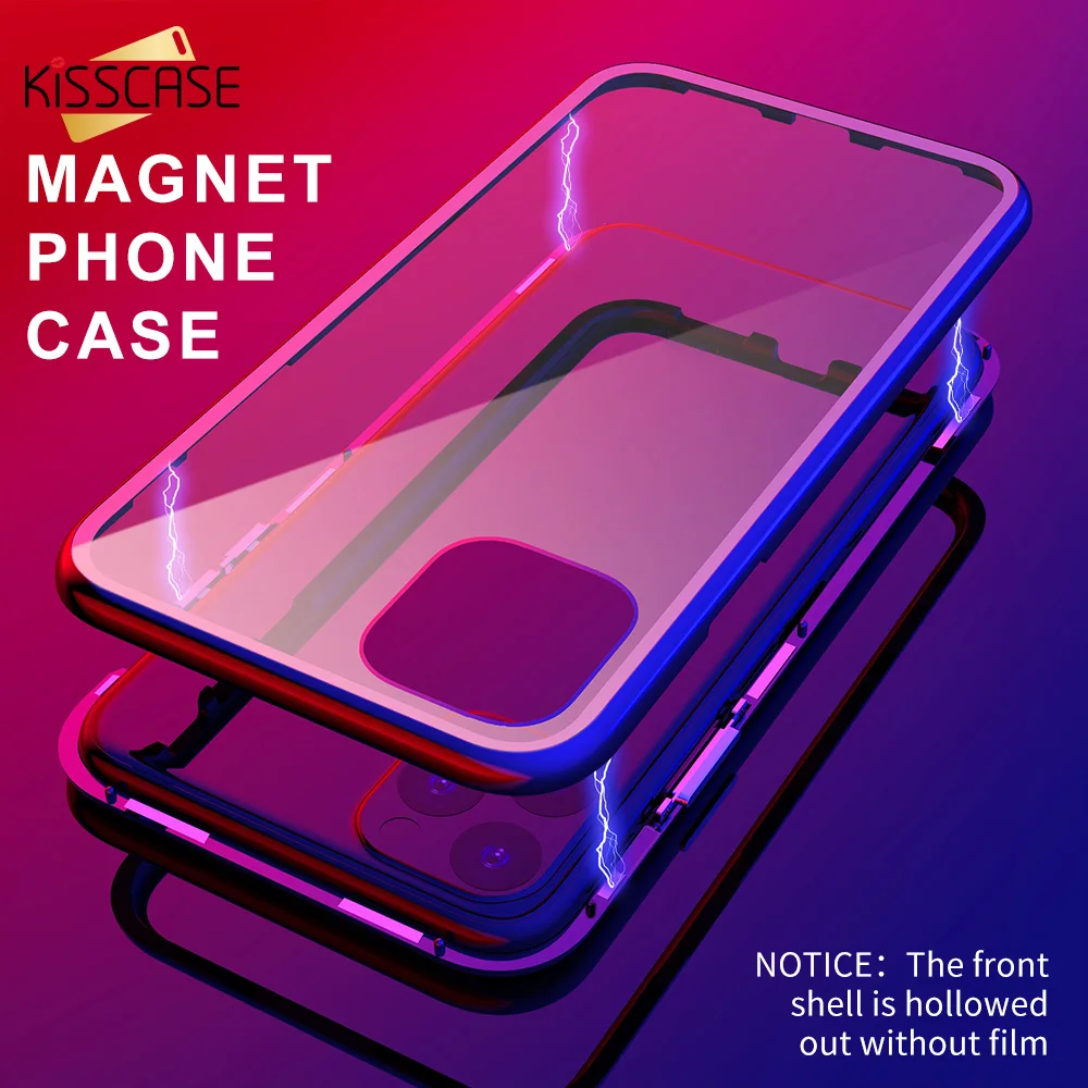 KISSCASE Магнитный разноцветный чехол для iPhone 11 Pro XS Max XR Оригинальный стеклянный