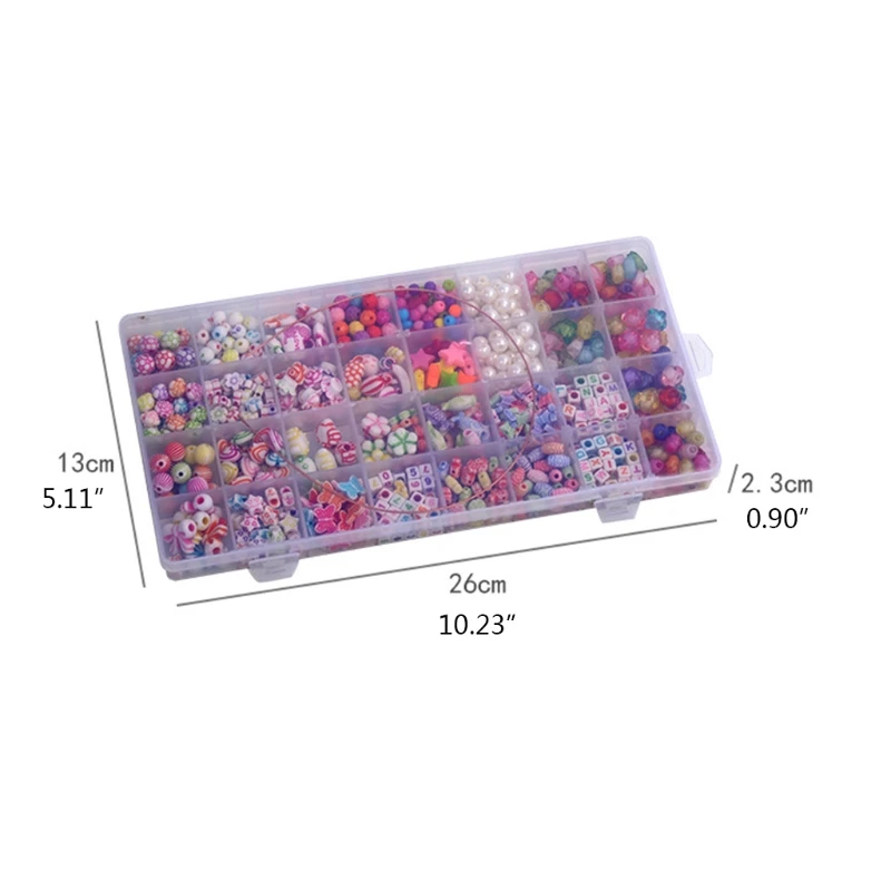 

87HC Kids DIY Bracelet Necklace Beaded Jewelry Making Kit Colorful Crafts Acrylic Beads Accessories for Girls Gifts