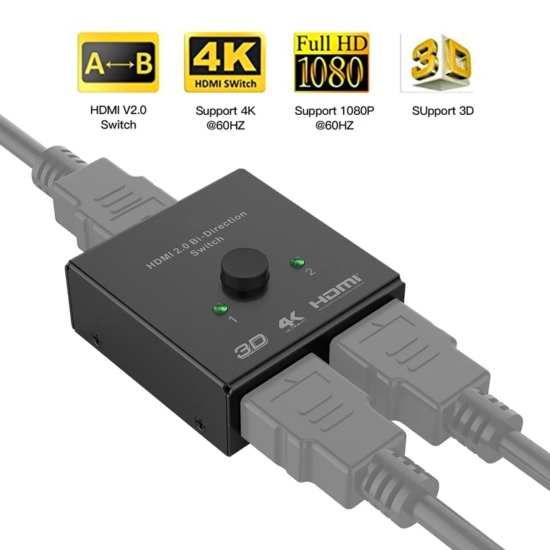 HDMI Switcher 2 порта двунаправленный ручной переключатель 2x1/1x2 Hub HDCP сквозной Sup порты