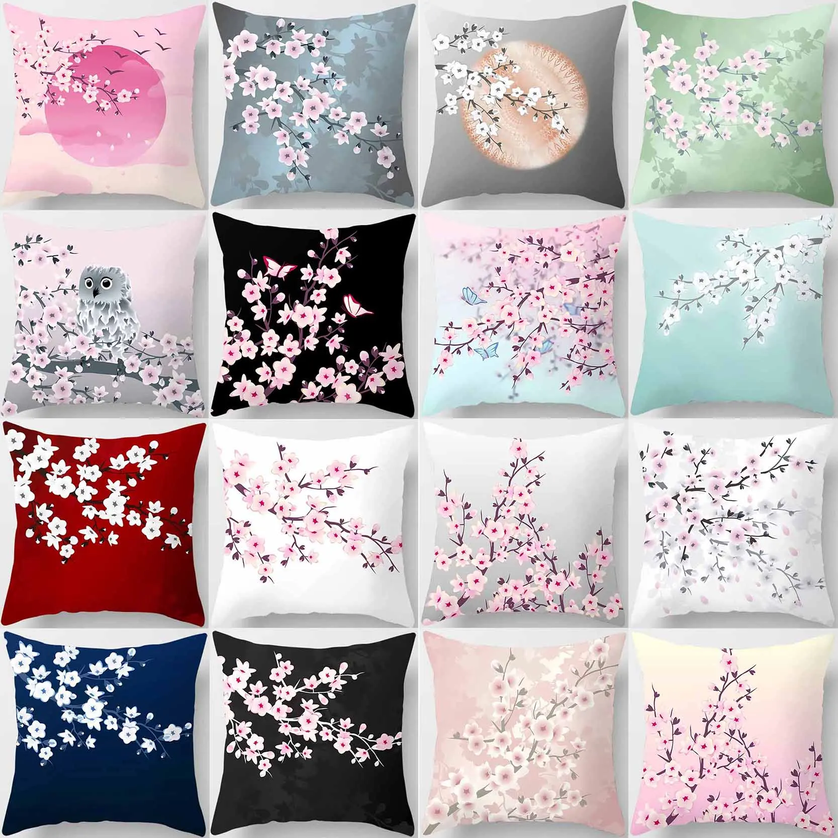 

Beautiful Cherry Tree Square Pillowcase, Used for Home Decoration, Car Sofa Cushion Cover45cm*45cm