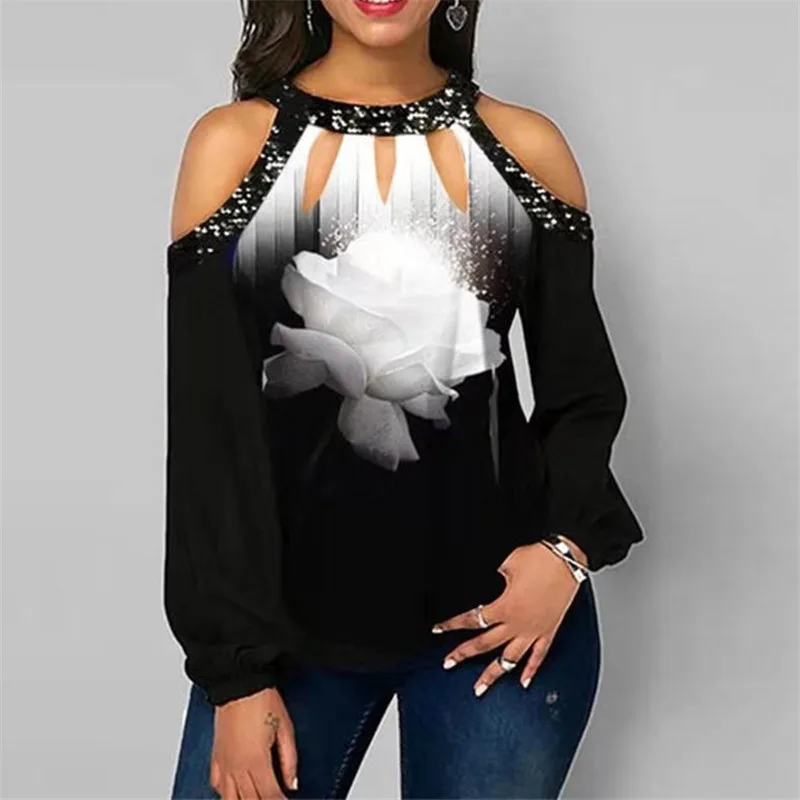 Женская летняя футболка с длинным рукавом повседневная сексуальная открытыми