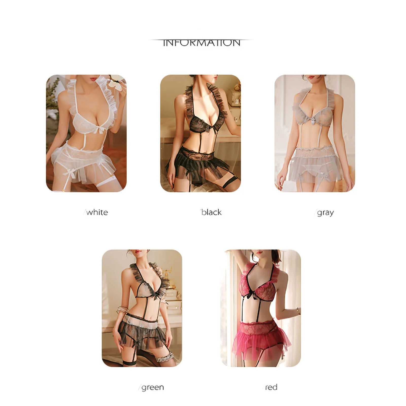

Sexy lingerie porno body underwear Women Mesh Perspective Temptation Garter Belt Lace Popular Three Point Suit