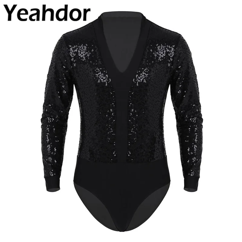 Сексуальная мужская цельнокроеная Клубная одежда с V образным вырезом и