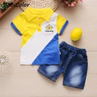 Детский комплект одежды для мальчиков BabiColor, летняя хлопковая футболка + шорты, спортивный костюм из 2 предметов для малышей, 2020
