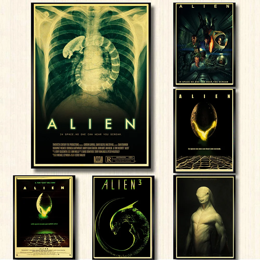 

Science Fiction Movies Alien Poster Home Decor Wall Art Painting Kraft Paper Print Home Room Gift Decor Retro Poster