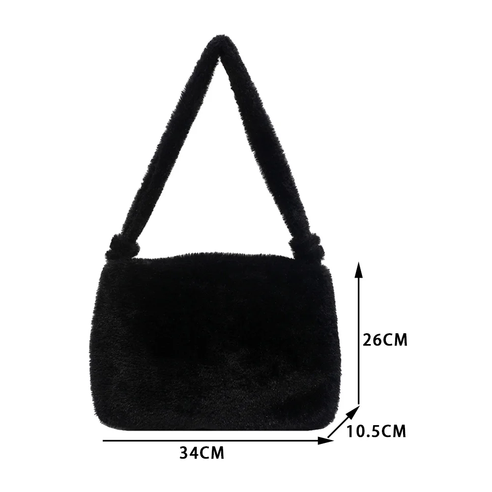 

Fashion Automn Winter Solid Color Fluffy Plush Shoulder Underarm Bags for Women 2020 Vintage Portable Street Top-handle Handbag