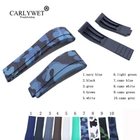 carlywet 20mm camo rubber replacement wrist watch band strap for rolex submariner datejust gmt submariner daytona oysterflex