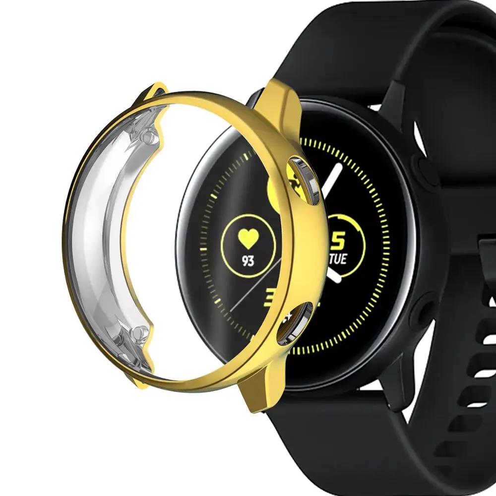 Gold Защитный чехол для samsung galaxy watch active, мягкий силиконовый чехол, ультра-тонкая защитная рамка для galaxy Active, защита - Цвет: Gold