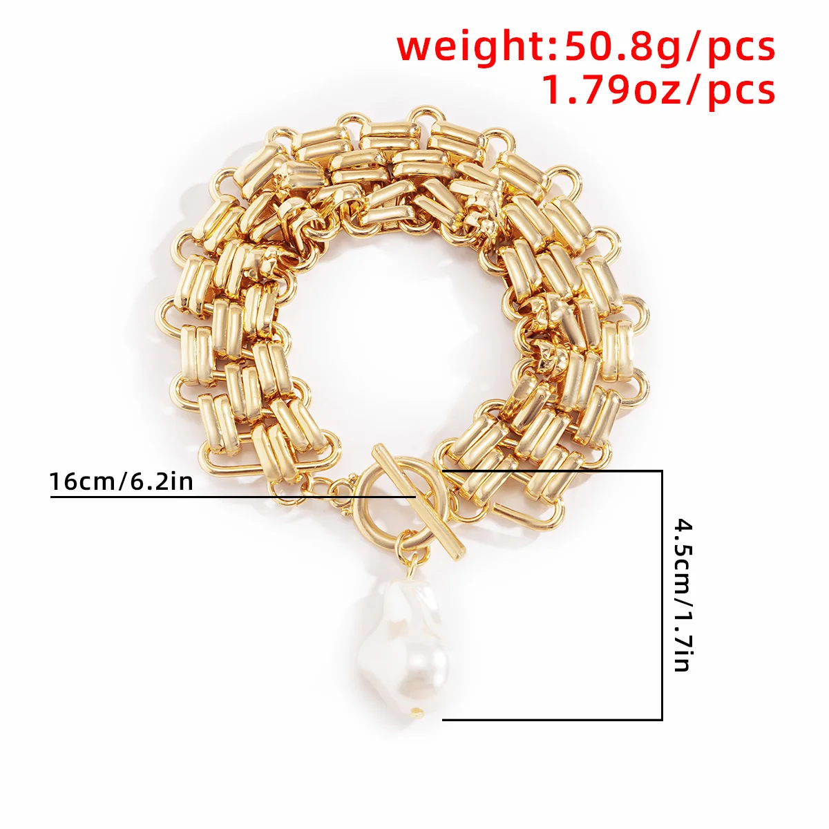 

Vintage Chunky Chain Imitation Pearl Pendant Bracelet on Hand Punk Aesthetic Lariat Couple Bracelet for Women Girls Kpop Jewelry