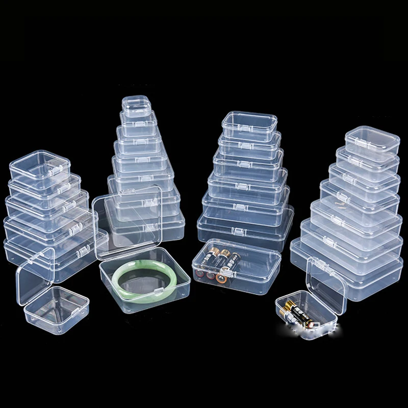 

Plastic Small Box Transparent Storage For Nail Jewelry Pill Chip Candy Battery Toy Gift Cards Gadgets Box Organiser