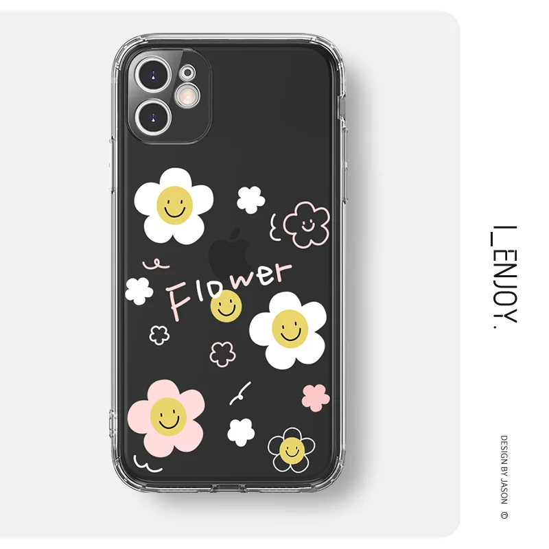 

Мягкий прозрачный милый мультяшный квадратный чехол для телефона противоударный чехол для iPhone 13 12 11 Pro Max SE 2020 X XR XS ip 8 7 Plus прозрачный