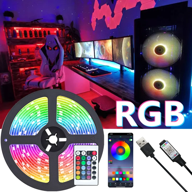

LED Strip Lights RGB 2835 Bluetooth USB IR Remote Flexible Lamp Tape Diode DC5V TV Backlights Night Lighting 1M 2M 3M 4M 5M