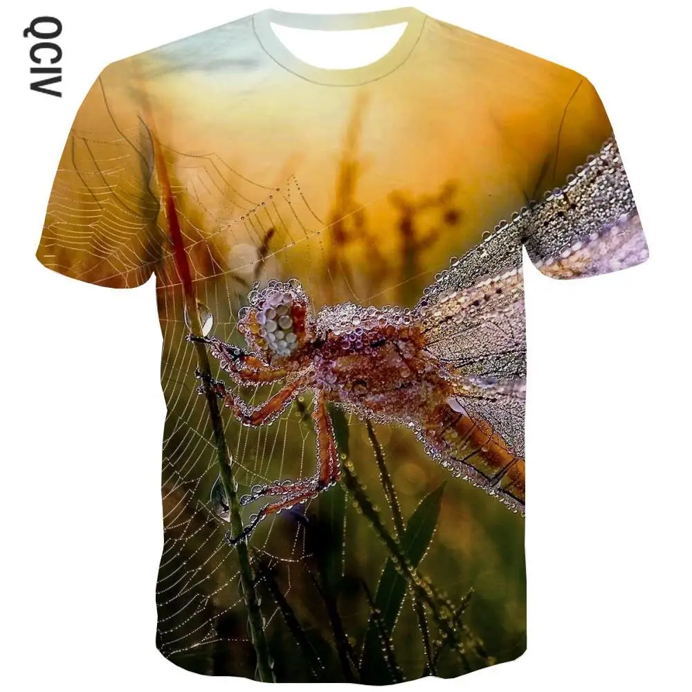

QCIV Brand Animal T-shirt boy Dragonfly T-shirts 3d Sunset Tshirt Printed Landscape Tshirts Casual Short Sleeve Hip hop Cool