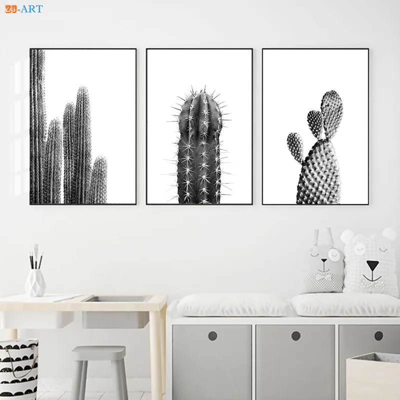 

Плакаты и принты черно-белых кактусов, пустынные растения, холст, живопись, Настенная картина, нордическое украшение, Декор для дома и офиса